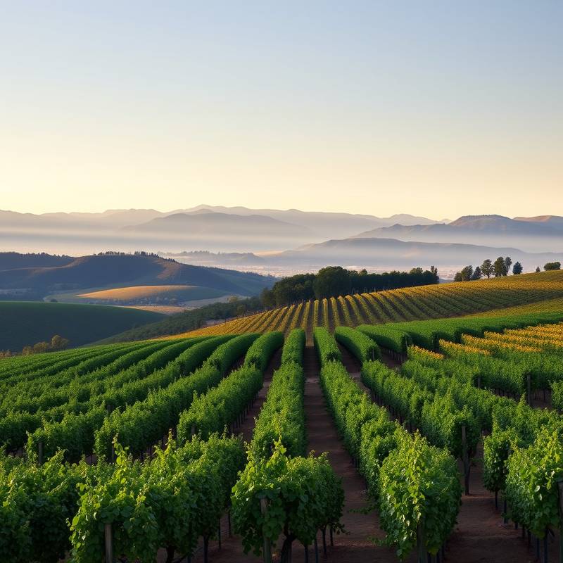 Viñedos extensos en la Rioja Alavesa, con las montañas al fondo, mostrando una vista panorámica.